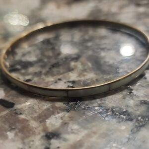 Mother Of Pearl Gold and Cream Bangle Bracelet